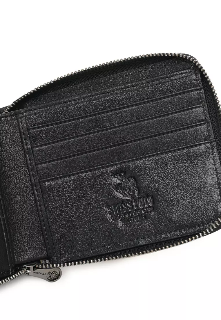 Men's Genuine Leather Zipper Wallet  (Dompet Resleting Kulit Asli) - Hitam