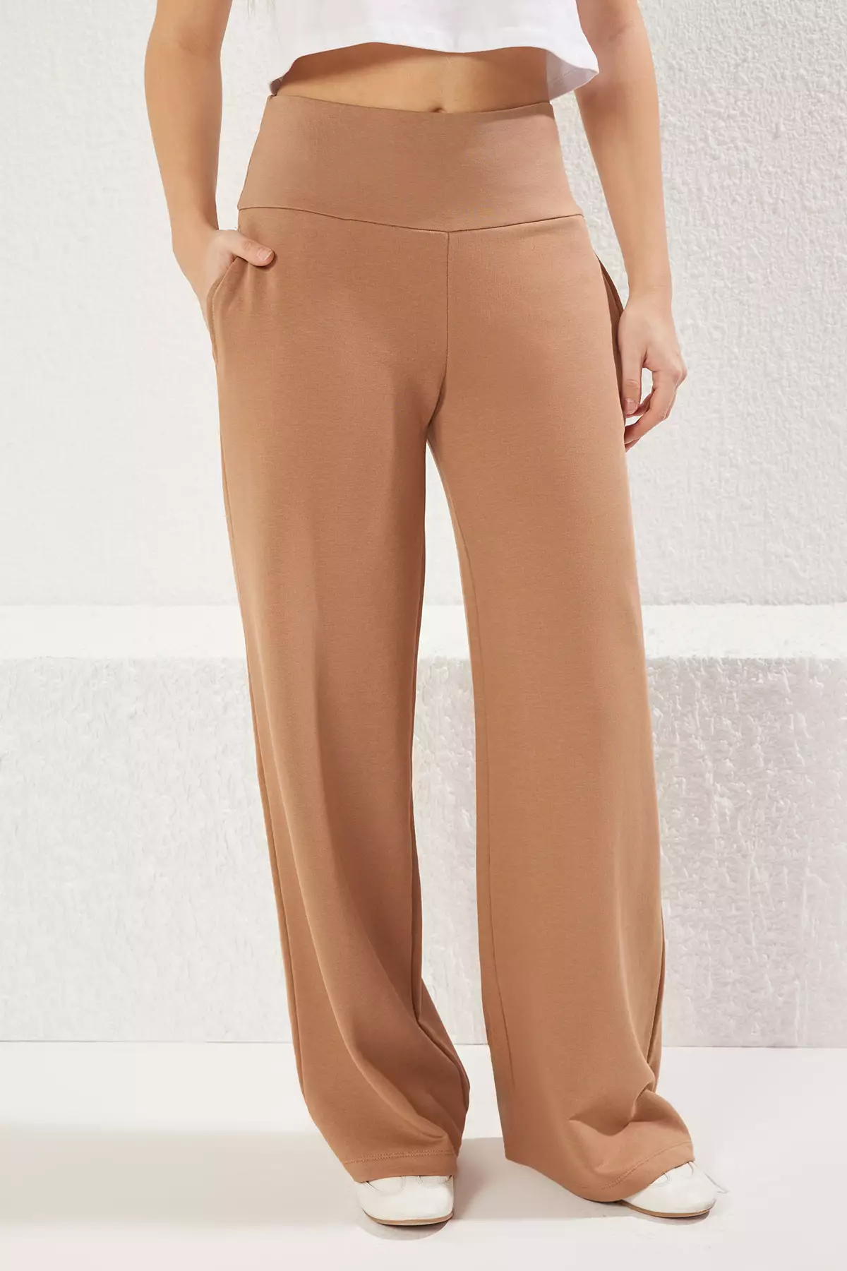 Stone Thin Extra High Waist Wide Leg Cut Trousers
