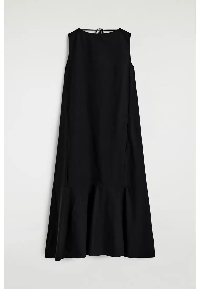 DROPPED-HEM COTTON MIDI DRESS