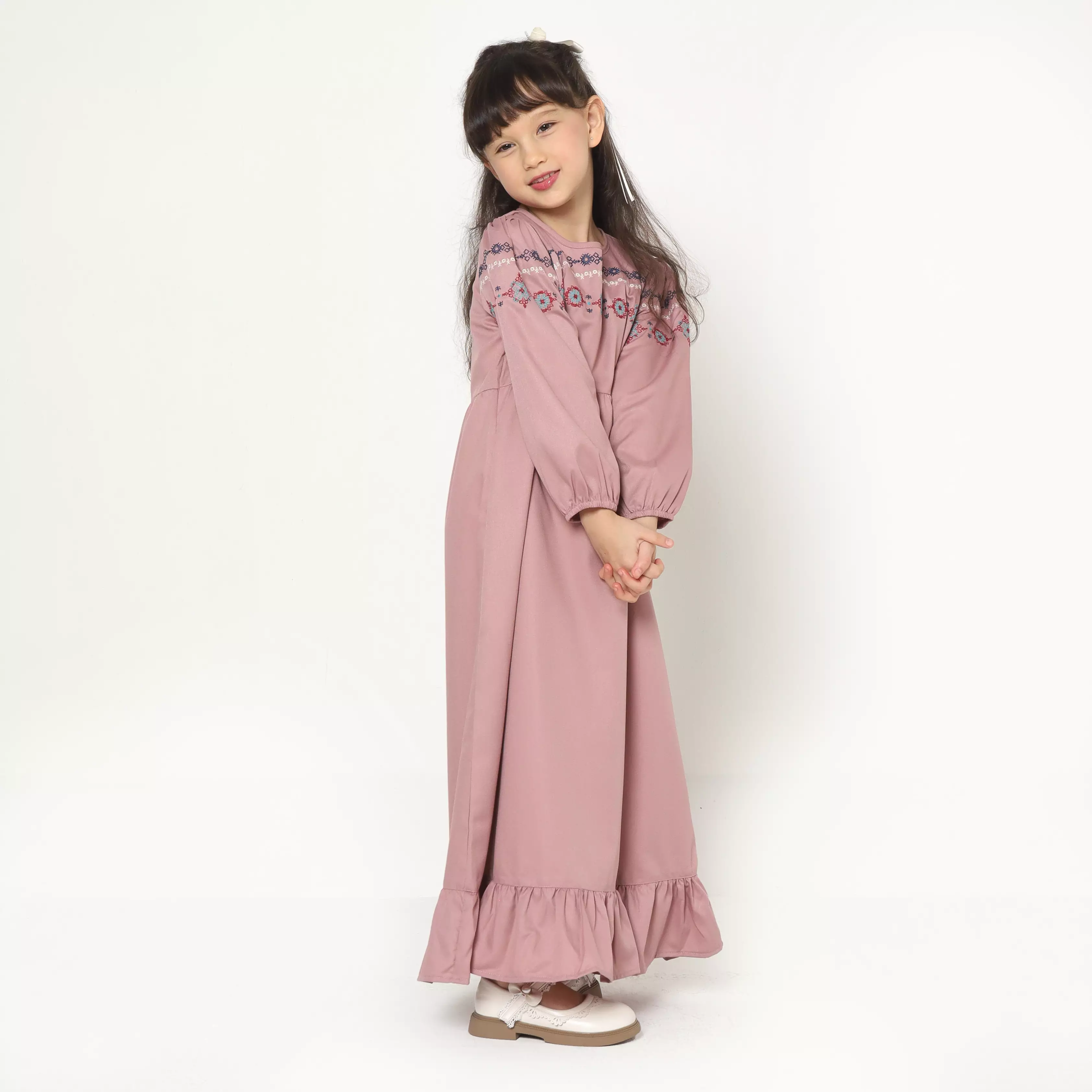 Baju Gamis Anak Perempuan Kristik Pink - JOYFUL