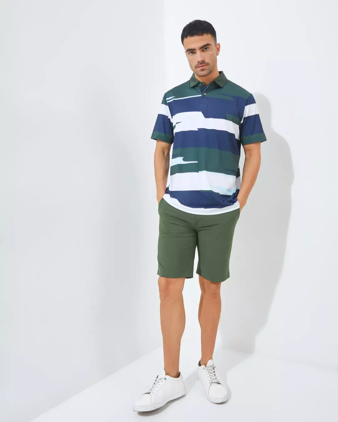 Jack Nicklaus Ladder PremiumModern Print Polo Olive Shadow Colour Olive Shadow