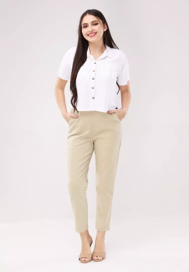 Single Twill Woven Short Sleeves Blouse