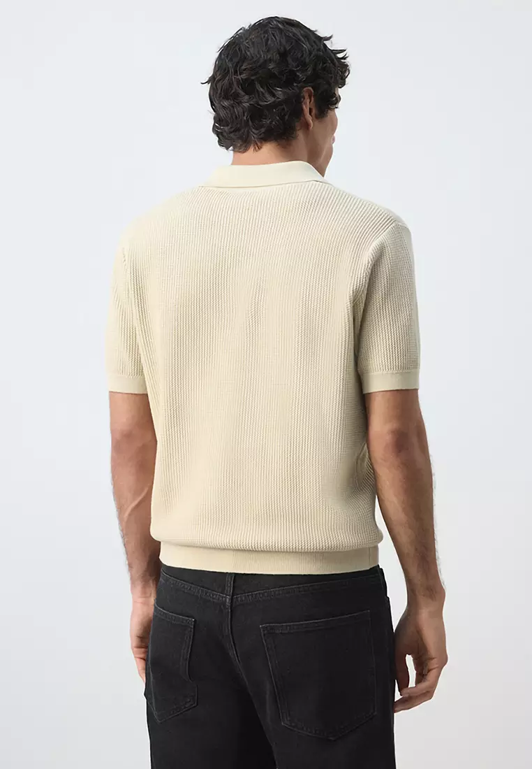 100% Cotton Knitted Structure Polo Shirt
