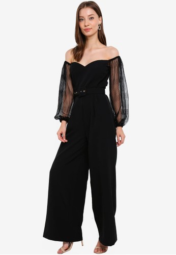 Jual Paper Dolls Bandeau Jumpsuit With Exaggerated Mesh Sleeves