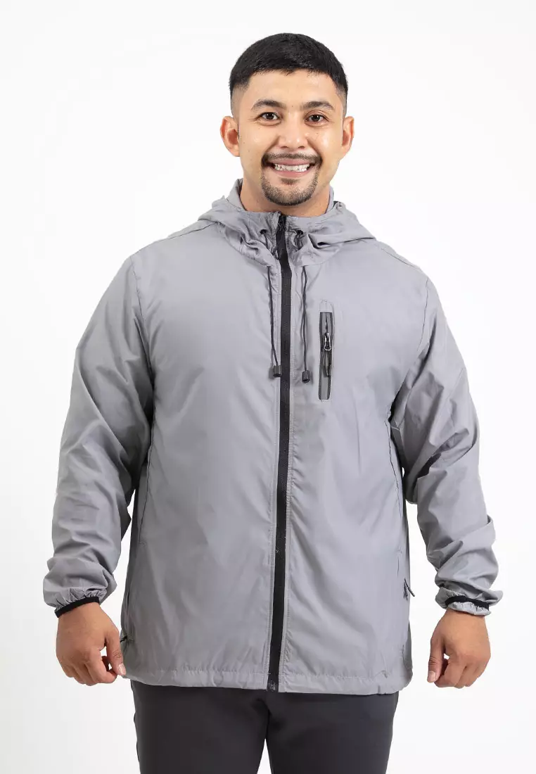 Forest Plus Size Windbreaker Water Repellent Jacket - 30389-05Grey