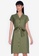 ZALORA BASICS green Belted Linen Dress E4A2BAAD509D38GS_1