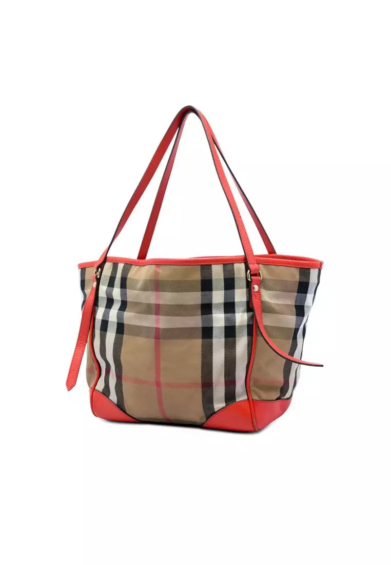 Pre-Loved Burberry Small House Check Canvas Bridle Canterbury Tote