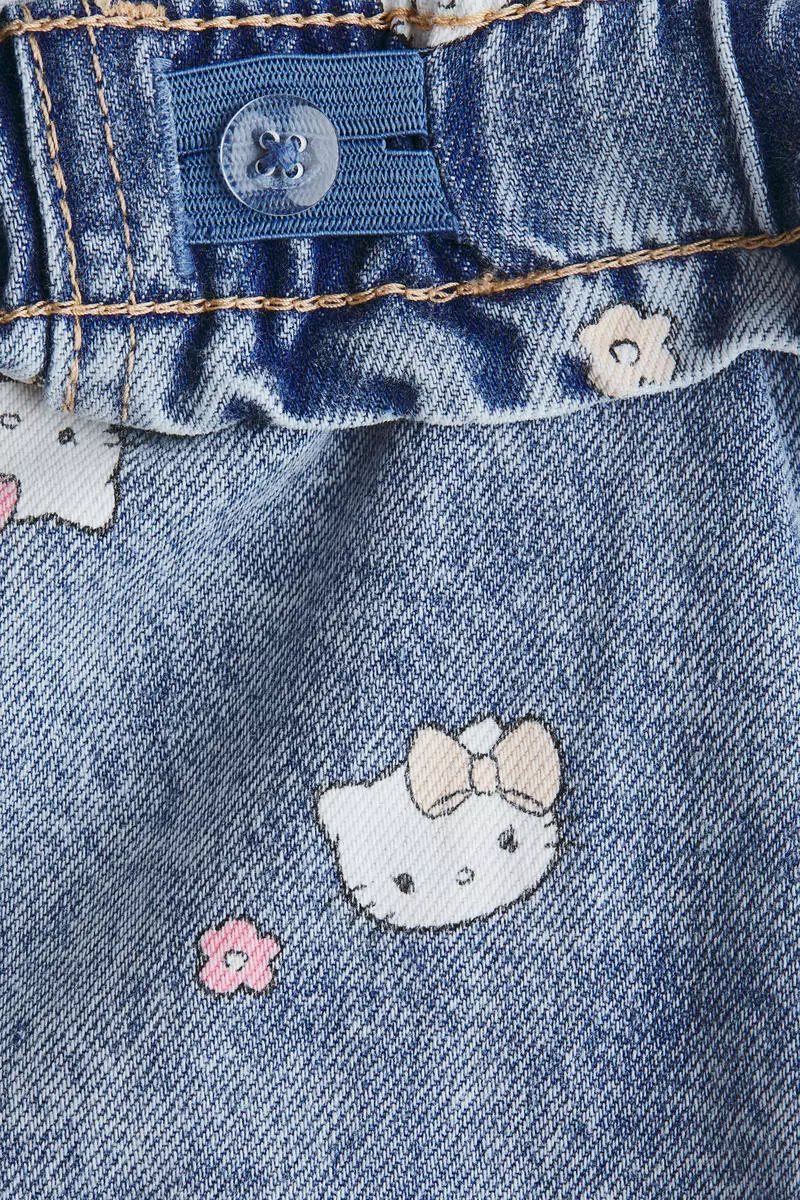 Motif-detail wide leg jeans