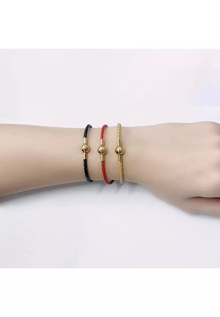 紅色皮革手链 L4 (3MM)