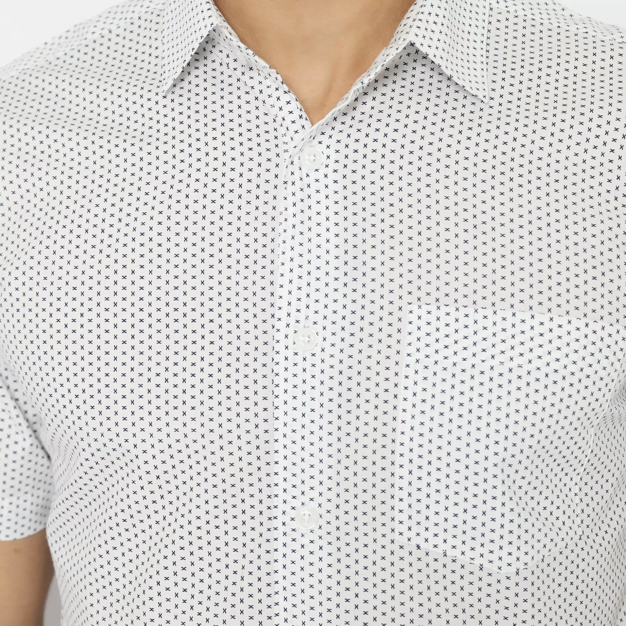 Platini Kemeja Motif Pria Lengan Pendek Katun Putih 132118