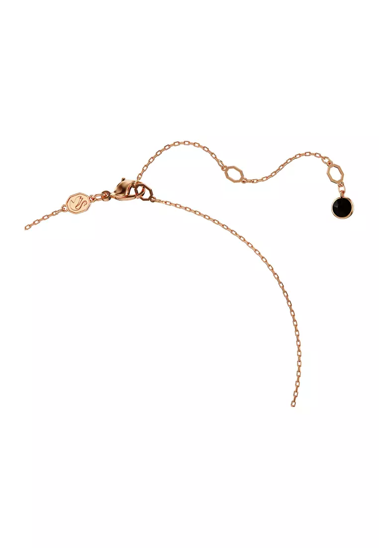 Swarovski Swan pendant, Swan, Black, Rose gold-tone plated
