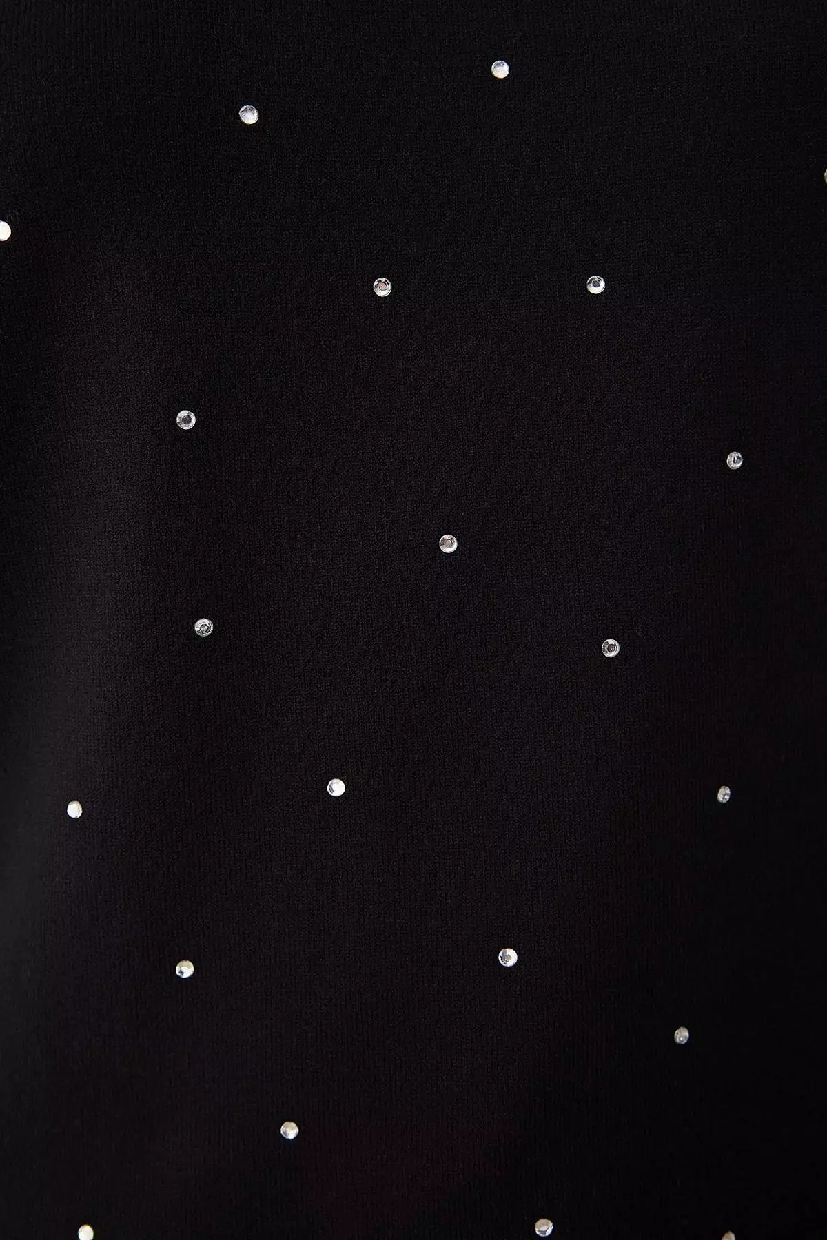 Black Premium Yarn/Special Yarn Stone Processing Detailed Knitwear Sweater