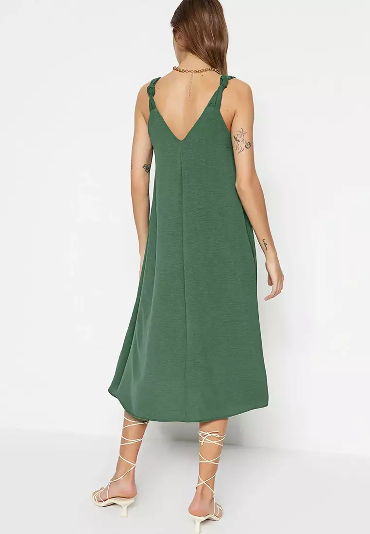 Relaxed Cut Midi Woven Dress