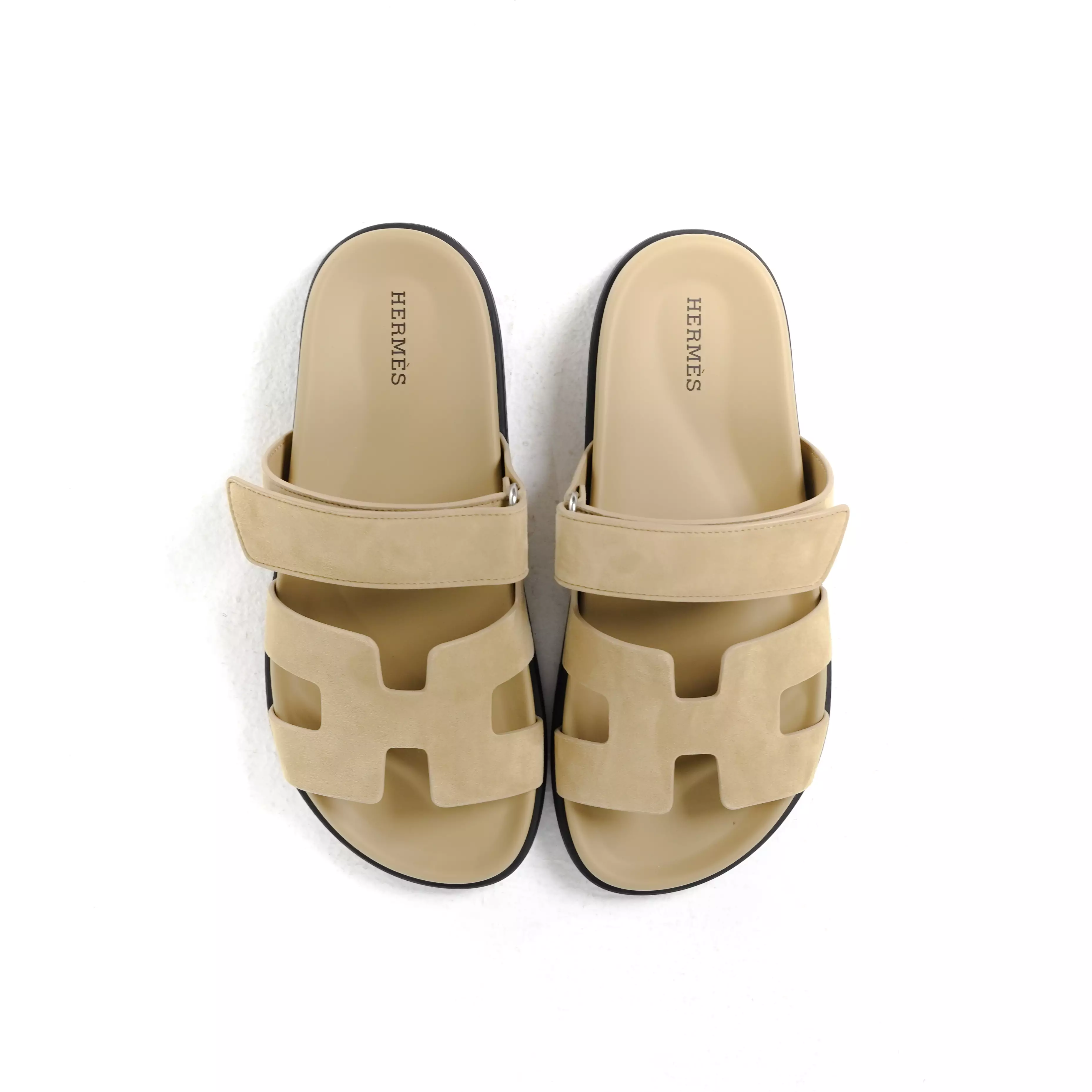 Sandal HERMES CHYPRE VELVET BEIGE SANDAL 100% ORIGINAL