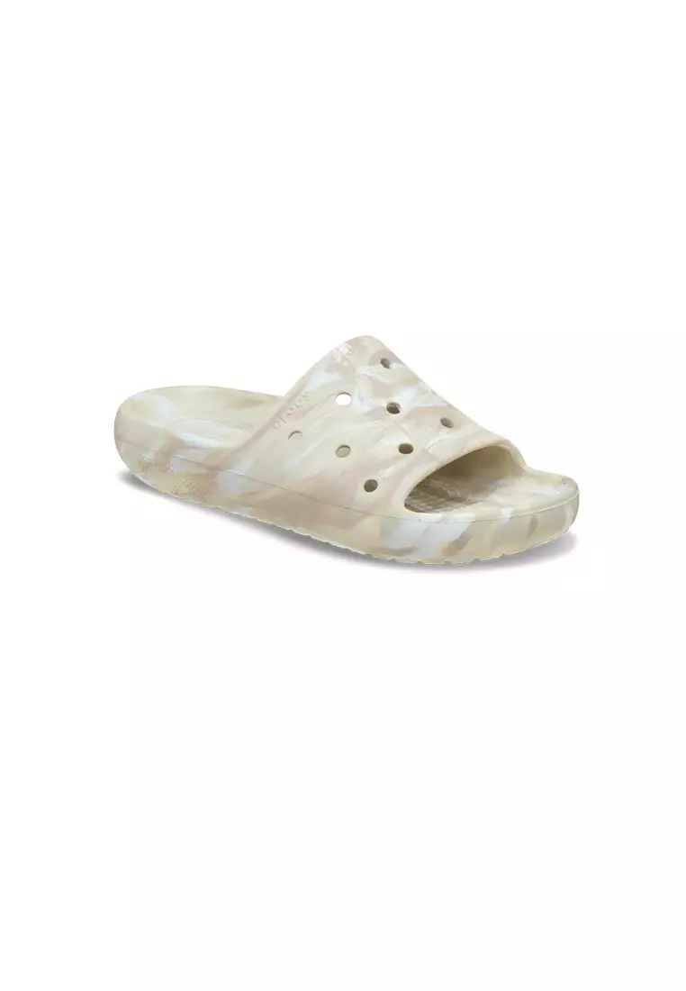 Discount on Crocs  shoes - SKU: Classic Marbled Slide 2 in Bone Multi
