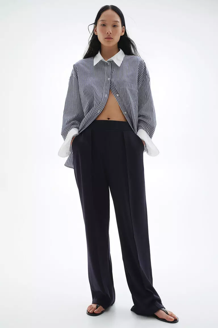 High-waisted tailored trousers