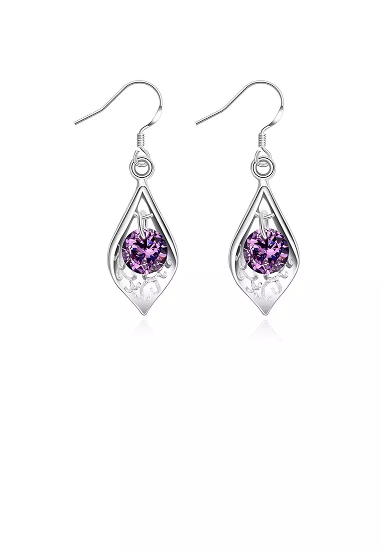 Purple stone new arrivals drop earrings