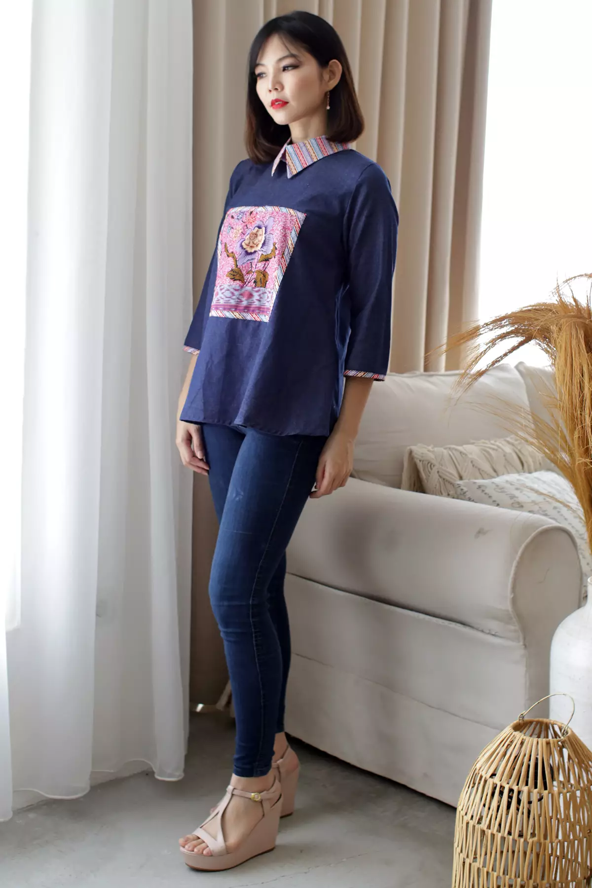Ayuningrum Denim Jambon Blouse