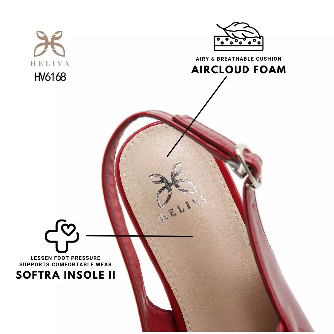 HELIVA CHERRY Glossy Slingback Low Heels with Chic Bow Detail & Pointed Toe HV6168