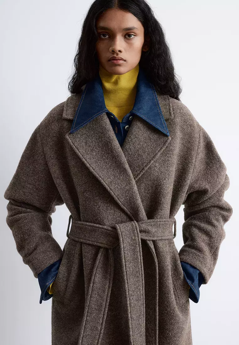 Voluminous Belted Wool Coat