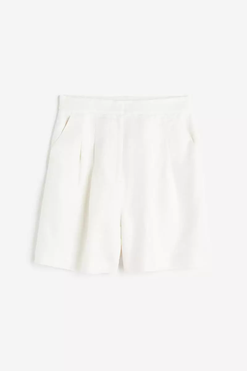 White linen high waisted shorts store