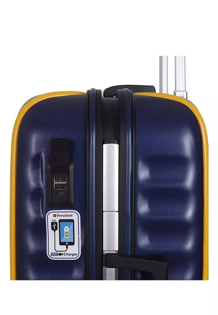 Koper - Trolley Case President 5323 - 20 inch With USB Charging Port Midnight Blue