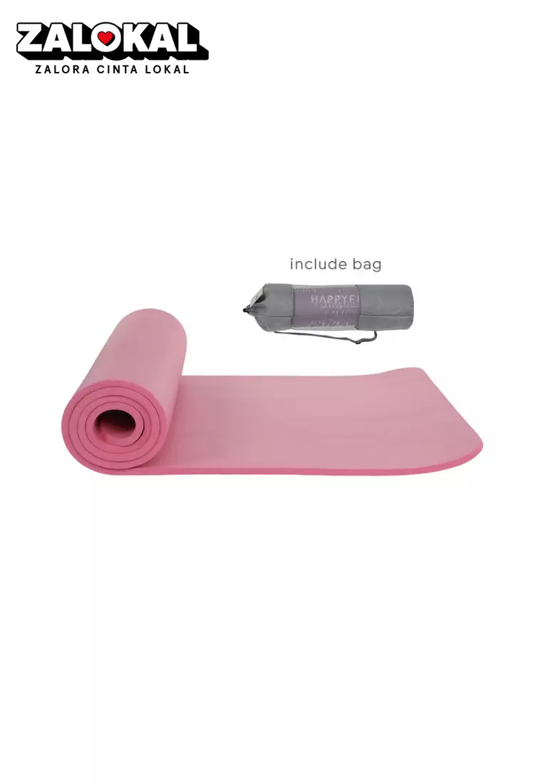 HAPPYFIT Yoga Mat Pastel NBR 10mm Free Bag Soft Pink