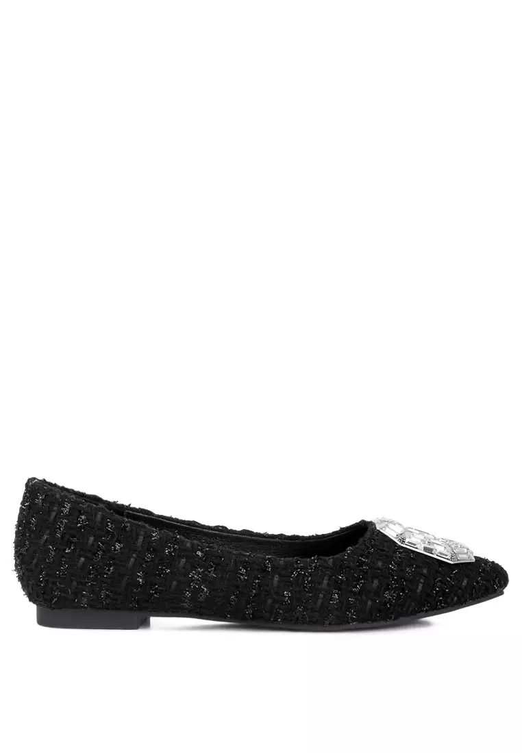 Discount on London Rag  shoes - SKU: Embellished Ballet Flats In Black