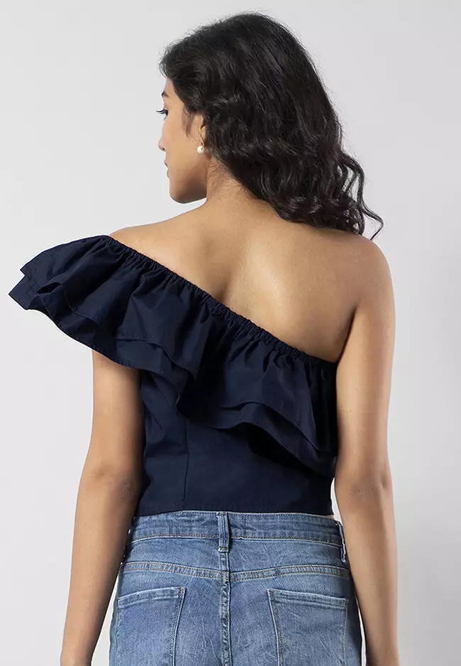 Ruffled One Shoulder Top