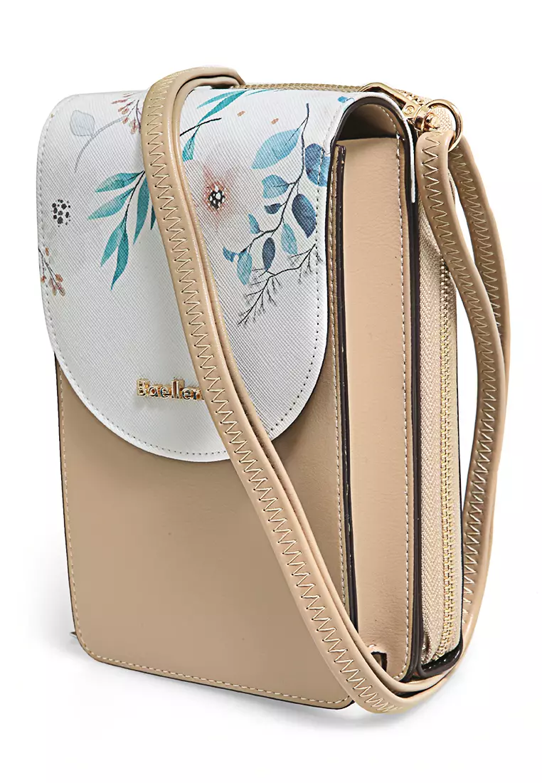 Sling Bag Tas Selempang Wanita Flower Motive Many Pocket Material Leather ORIGINAL