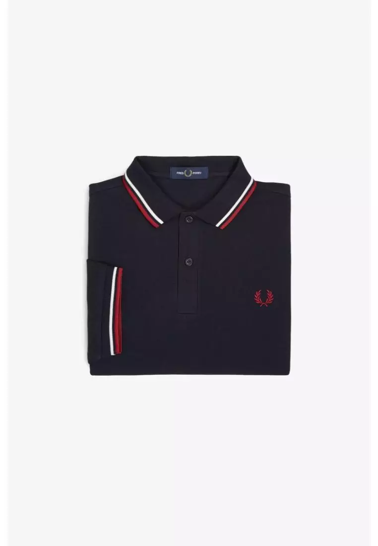 Fred Perry M3600 Twin Tipped Fred Perry Shirt (Navy / Snow White / Burnt Red)