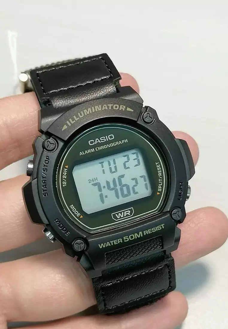 Men's Digital Watch W-219HB-3A Black Cloth Strap Sport Watch