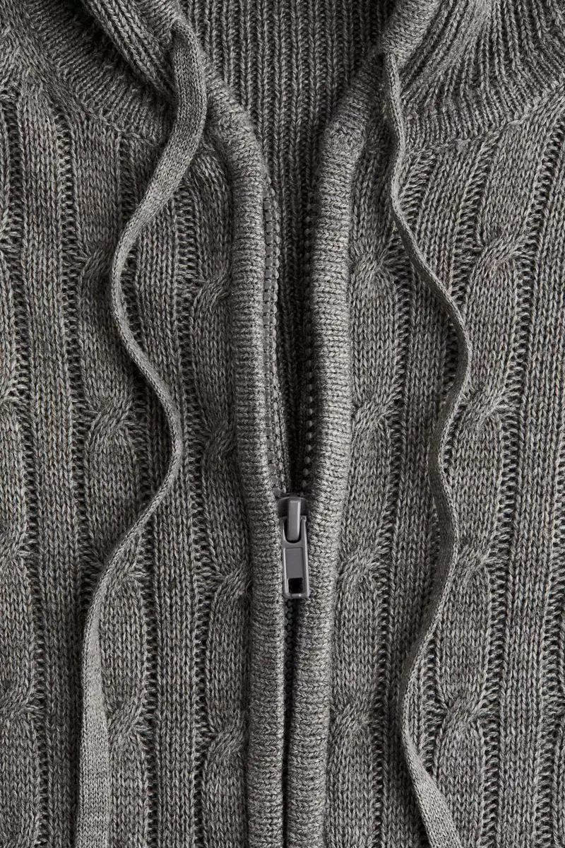 Zip-through hooded cardigan