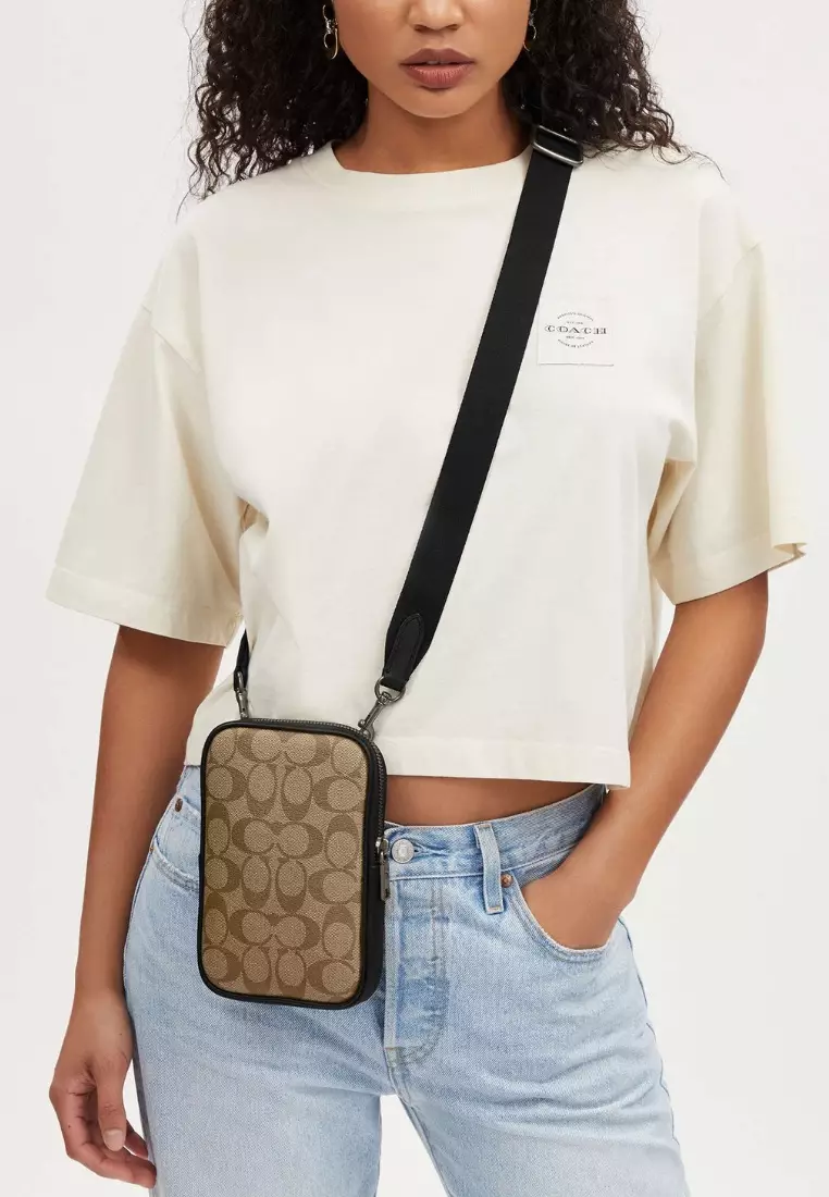 Aden Crossbody In Signature Canvas Gunmetal Khaki