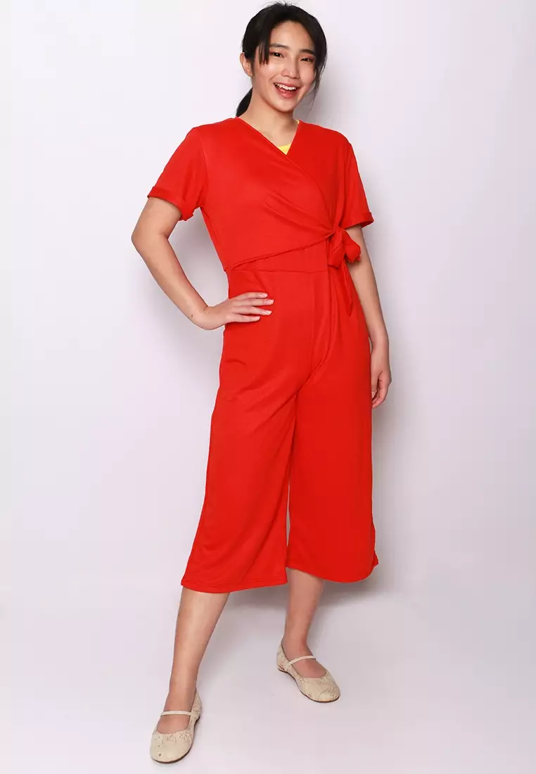 Jumpsuit 3/4 with Waist Bow