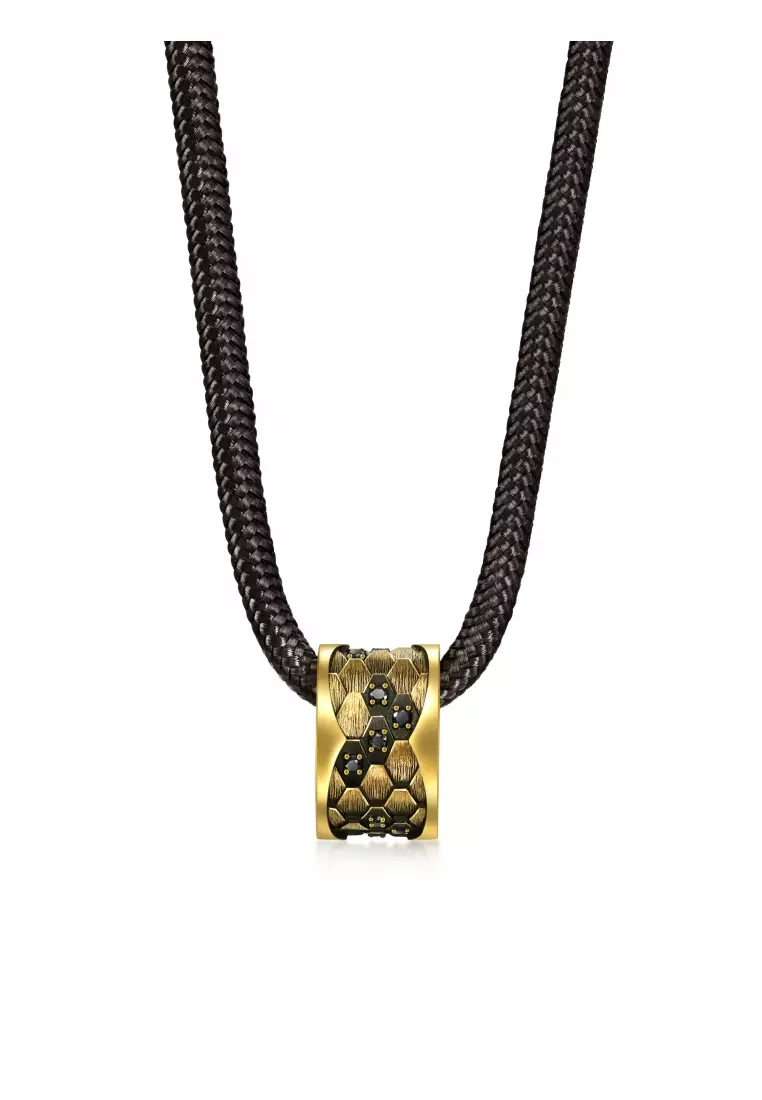 999 24K Gold Noir Legend Zodiac Snake with diamond Necklace for Women & Men 95498Z