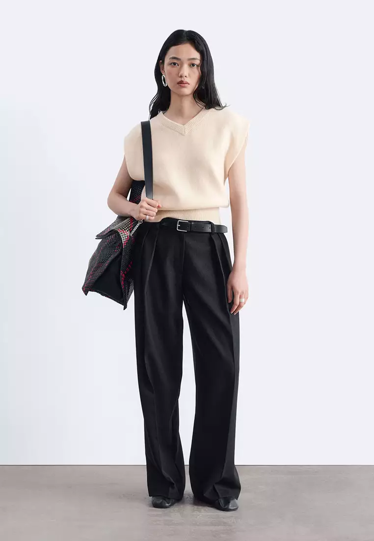Wool-Blend Tailored Trousers