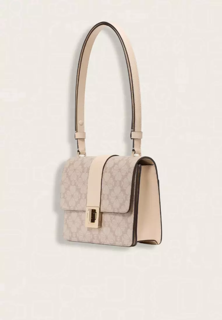 Kate Spade Spade Flower Small Flap Shoulder Bag Dark Beige Multi