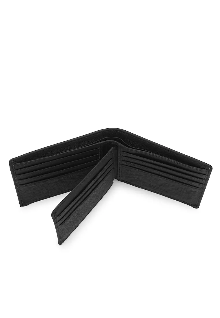 Genuine Leather RFID Short Wallet - Black