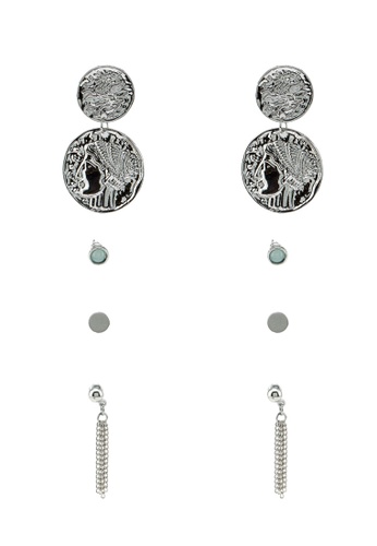 Red's Revenge silver 4-in-1 grecian coin earrings set 4CBE0AC5D8B14DGS_1