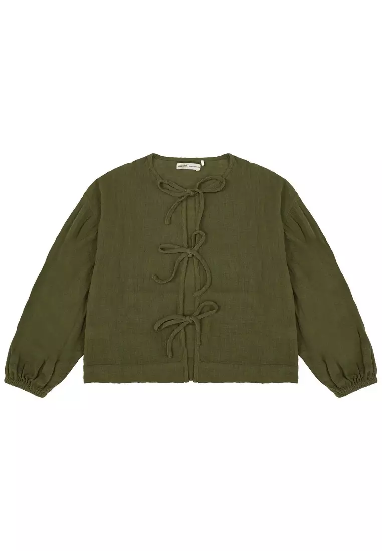 Greenlight Women's Shirt Long Sleeve Loose Fit Tie Knot Blouse Kumiko HP-C060225