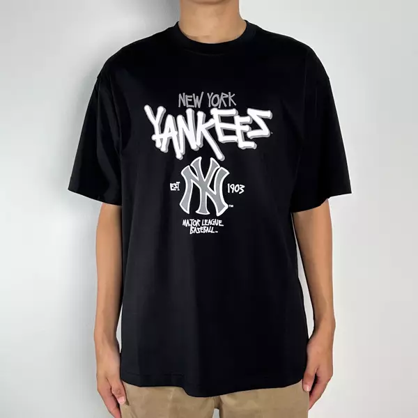 Jual MLB Kaos MLB NY YANKEES MULTI LOGO MAJOR LEAGUE GREY BLACK