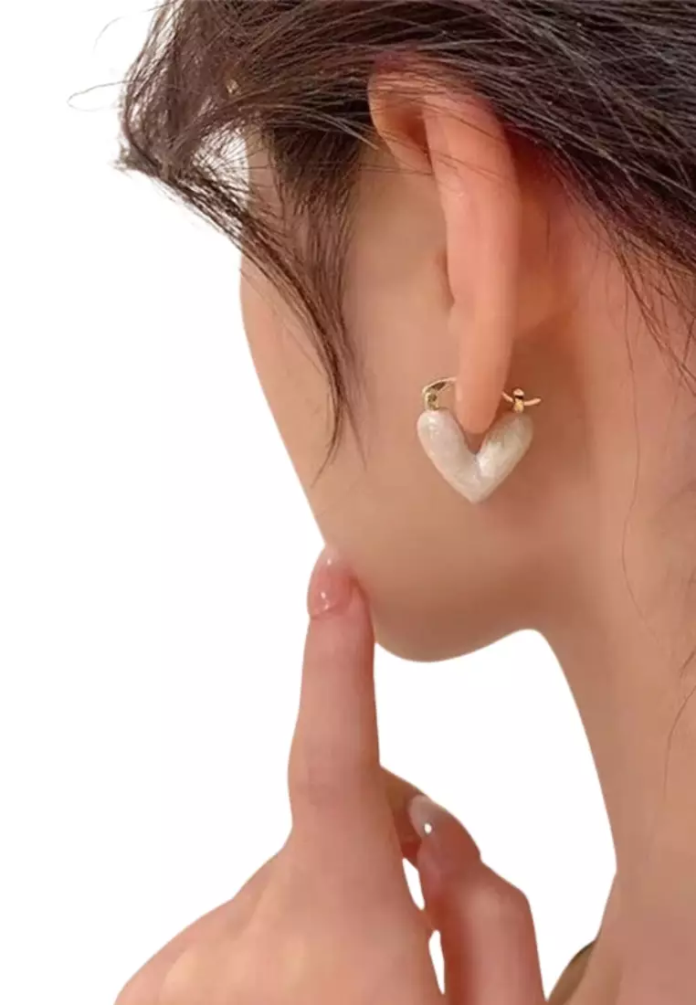 Heart enamel shop earrings