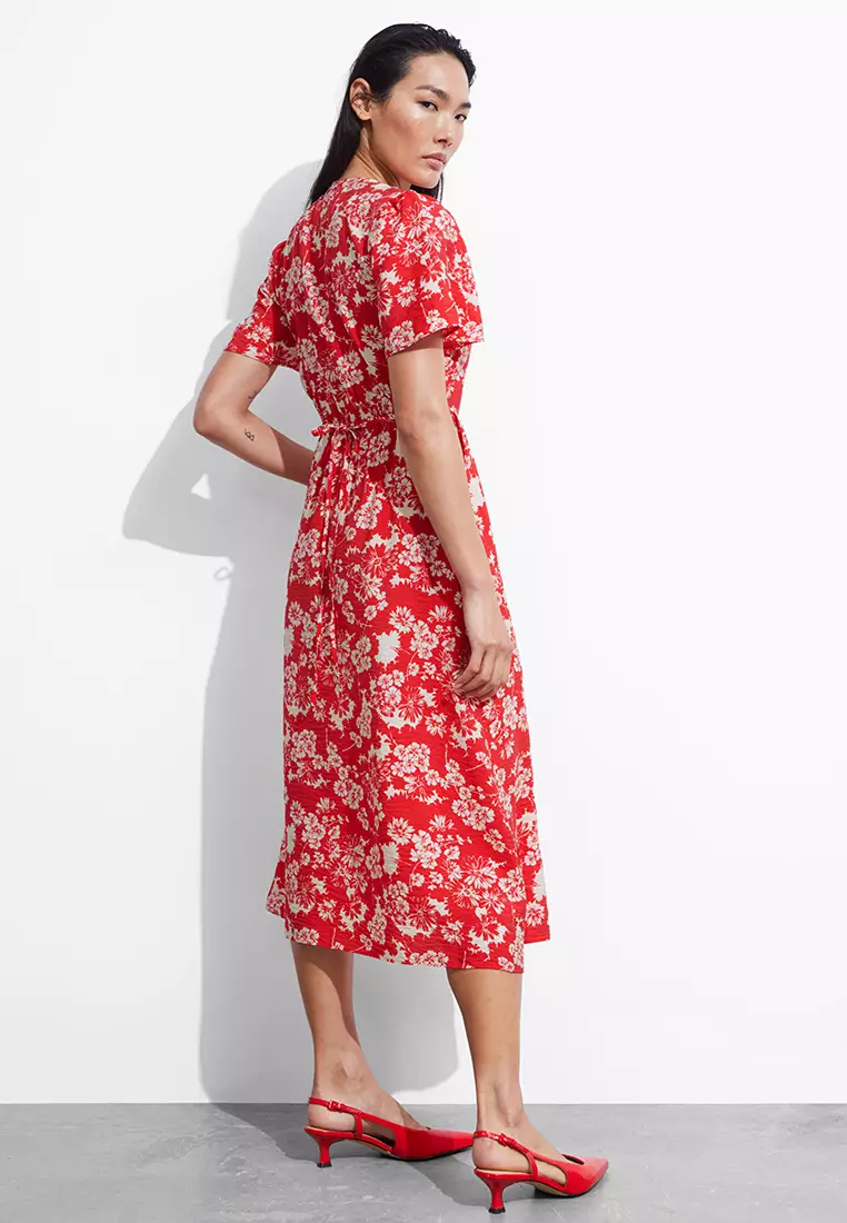 Flutter-Sleeve Midi Dress