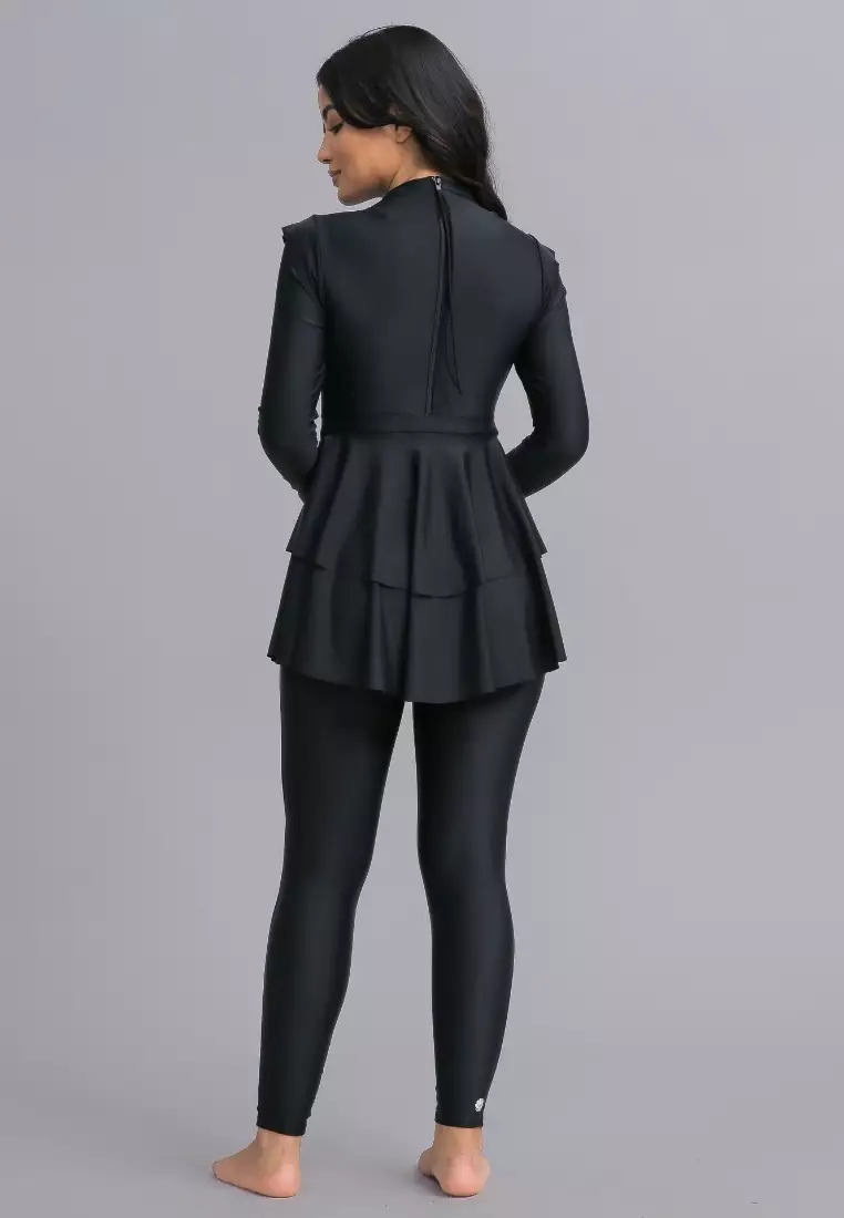 LANUUK Serena Modest Swim Dress – Black