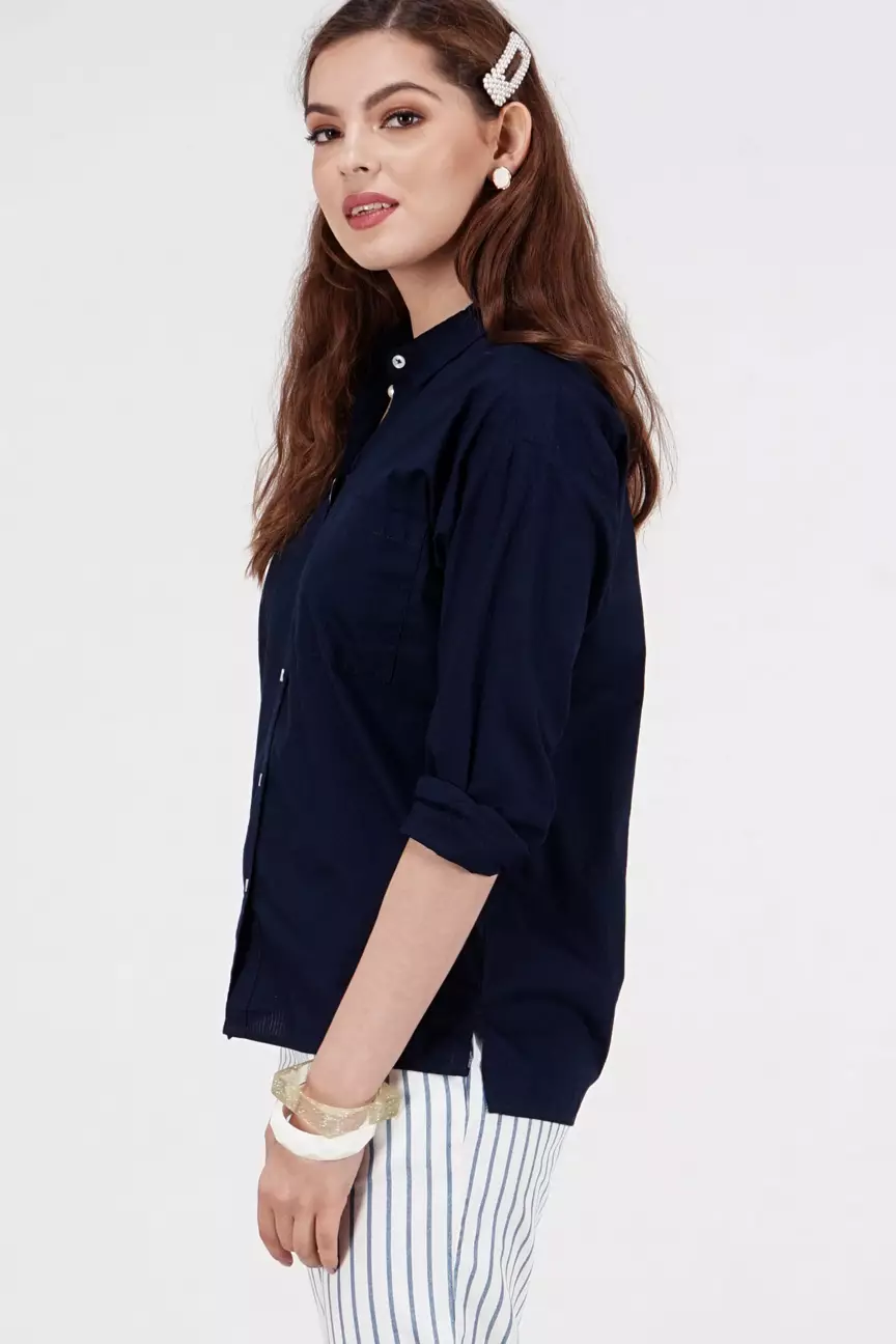 Kemeja Wanita Luna Navy