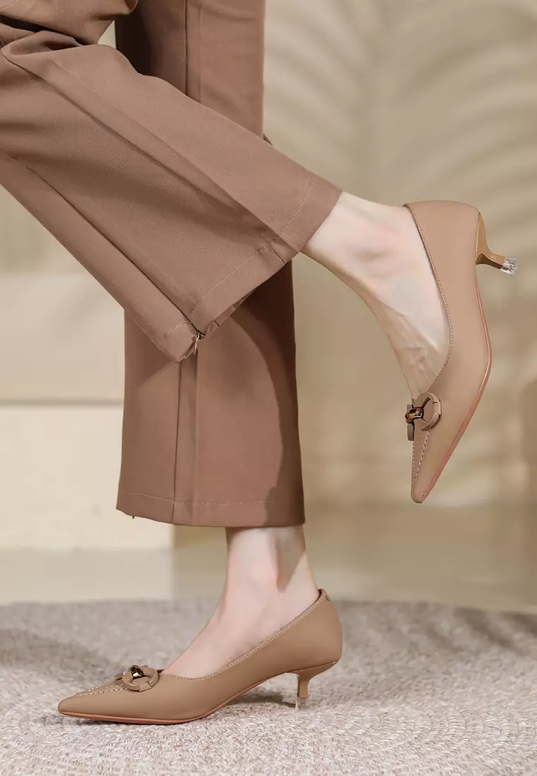 4CM Pointy Metal Buckle Pumps XJ3186-8