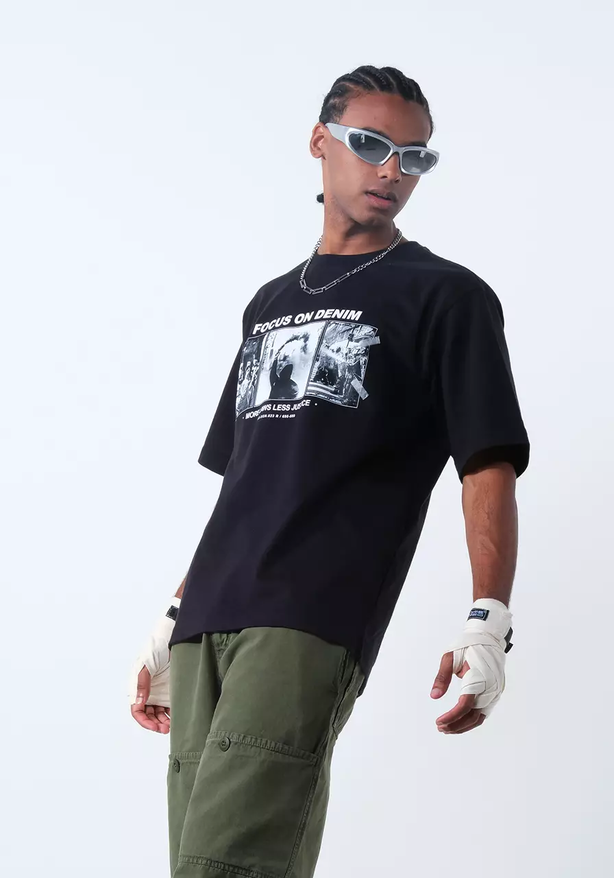 Kaos Pria Boxy Tusha Black