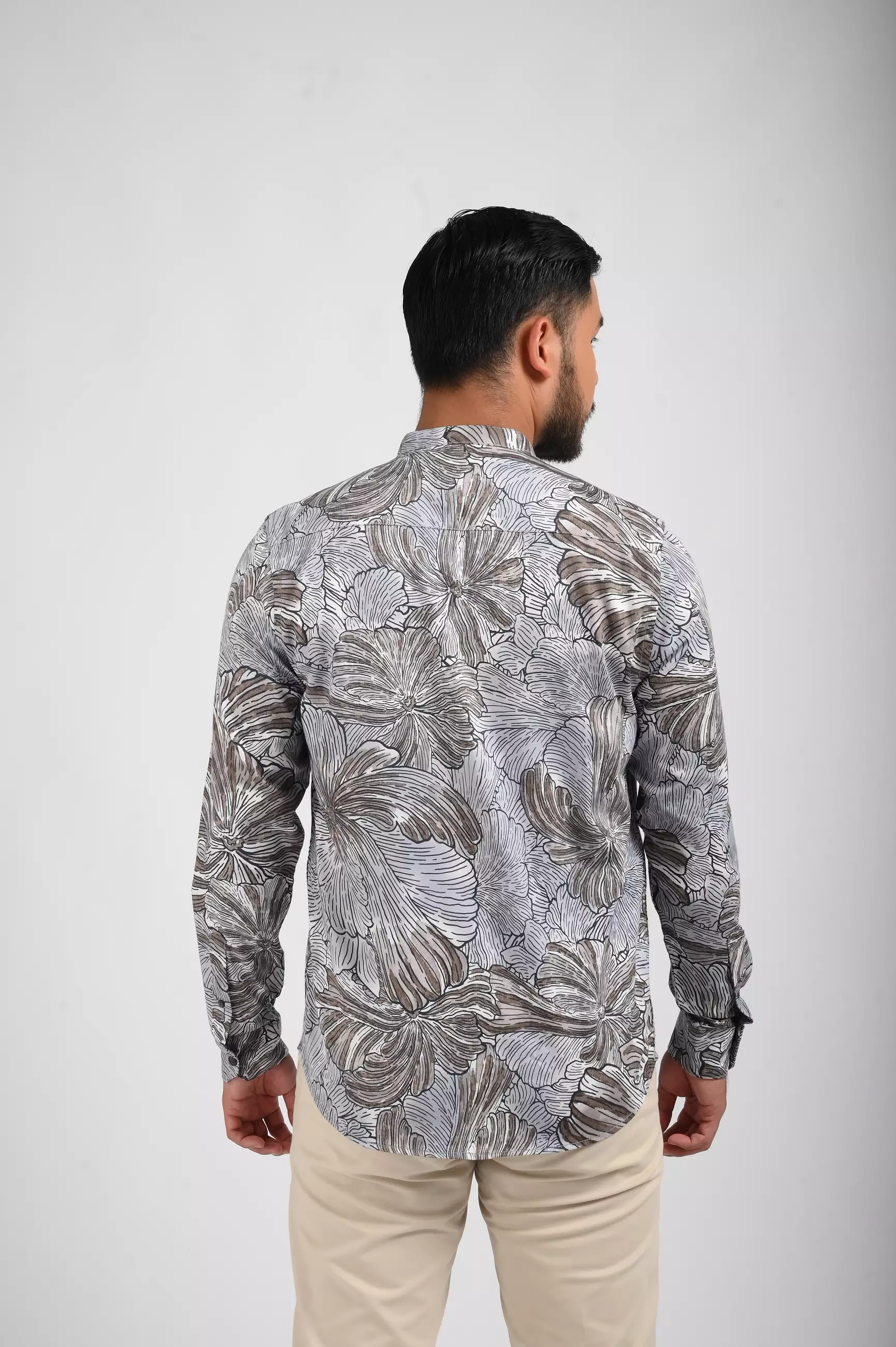 MANZONE Kemeja Shanghai Pria Lengan Panjang ZEHAB-Blue Grey