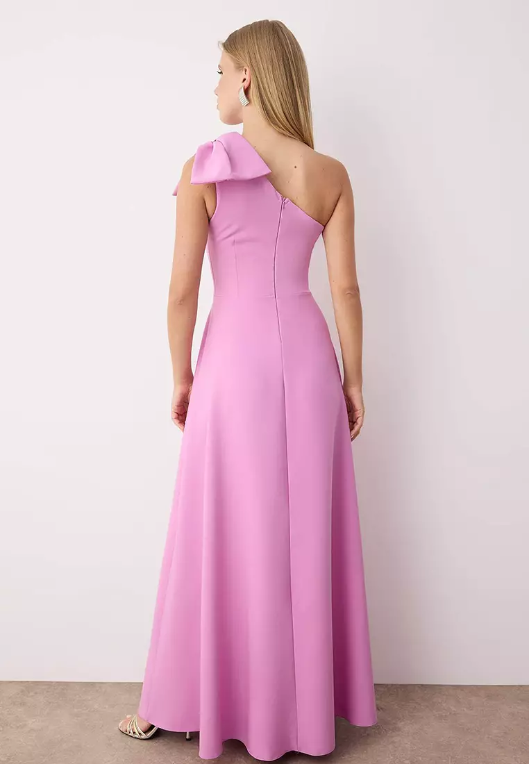 Pink A Line Stylish Evening Dress